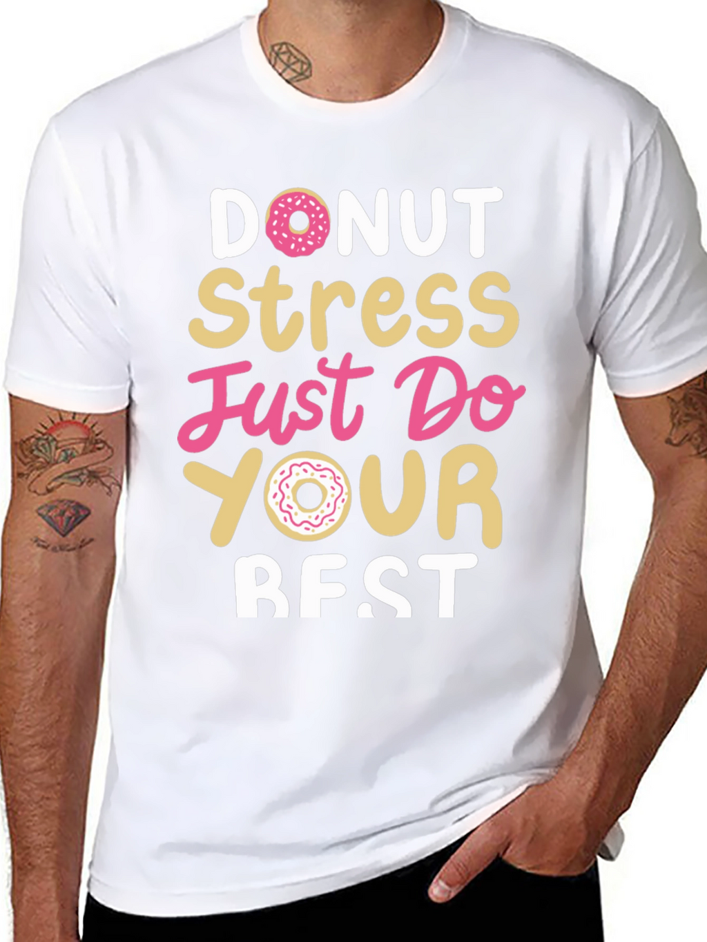 Donut Stress Just Do Your Best Black T-Shirt