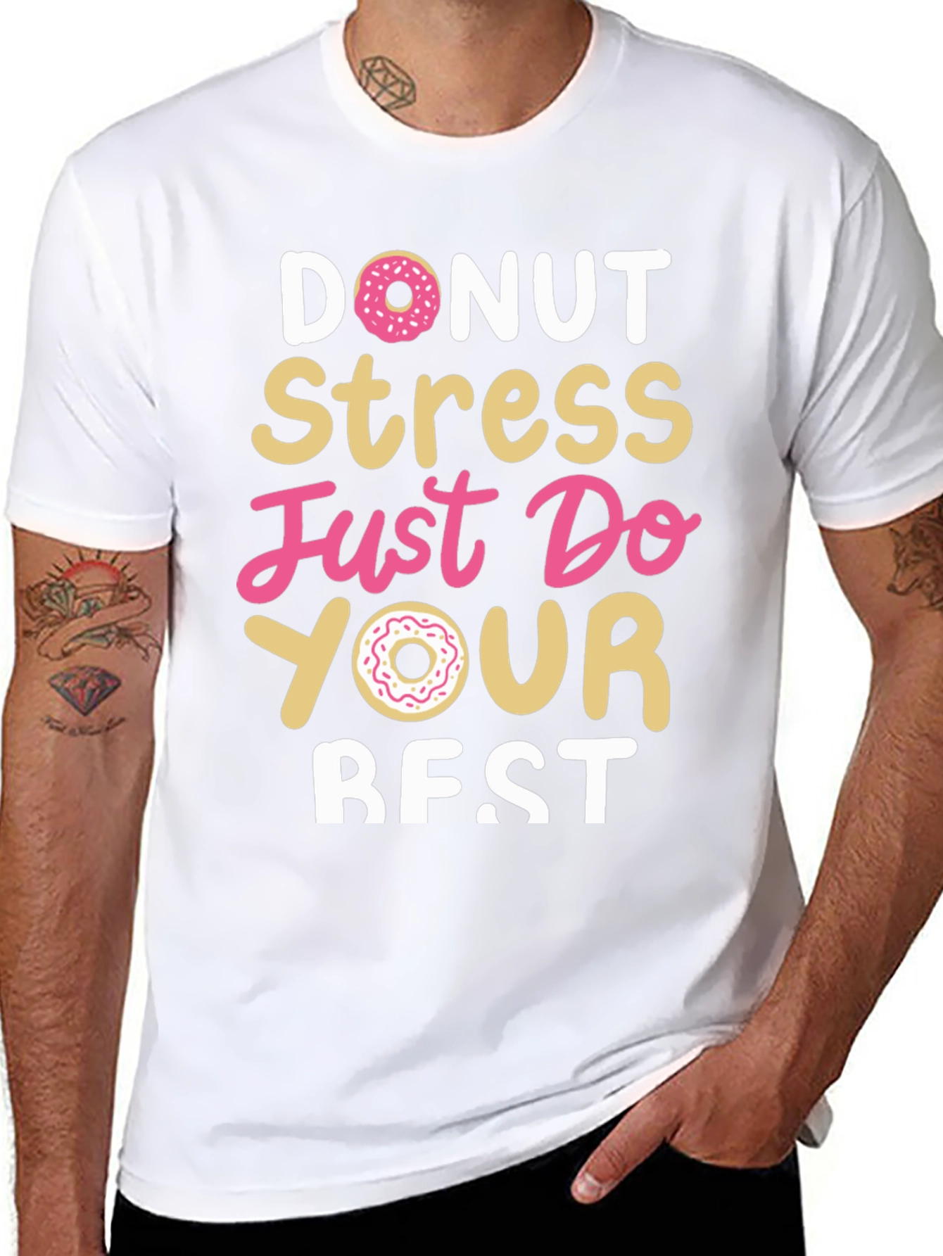 Donut Stress Just Do Your Best Black T-Shirt