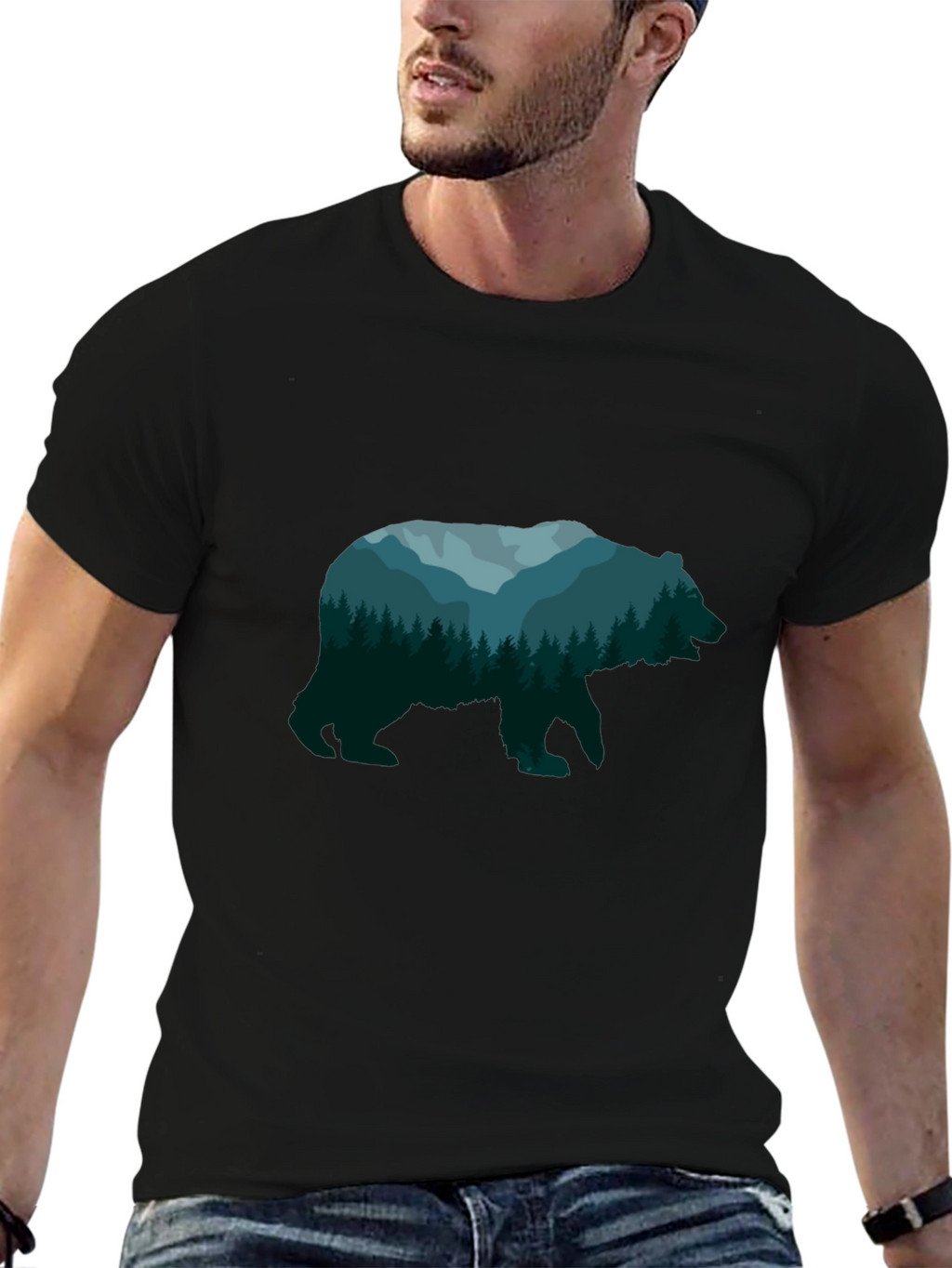 Nature Bear Graphic Tee - Unisex Black T-Shirt