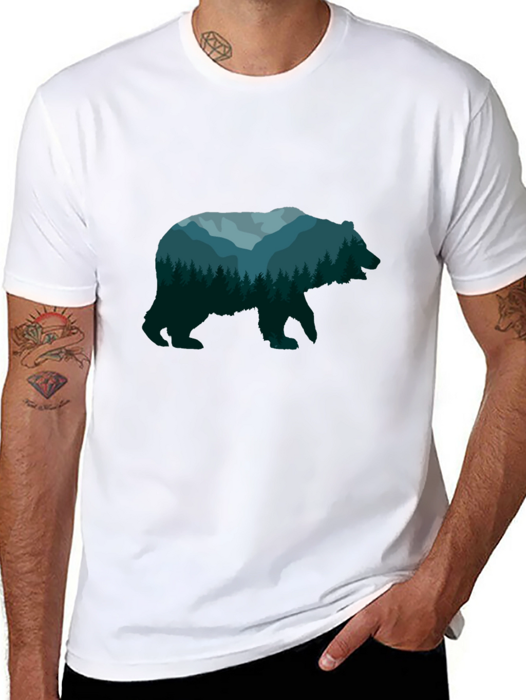 Nature Bear Graphic Tee - Unisex Black T-Shirt
