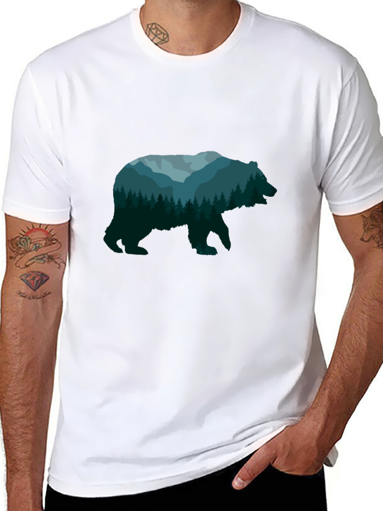 Nature Bear Graphic Tee - Unisex Black T-Shirt
