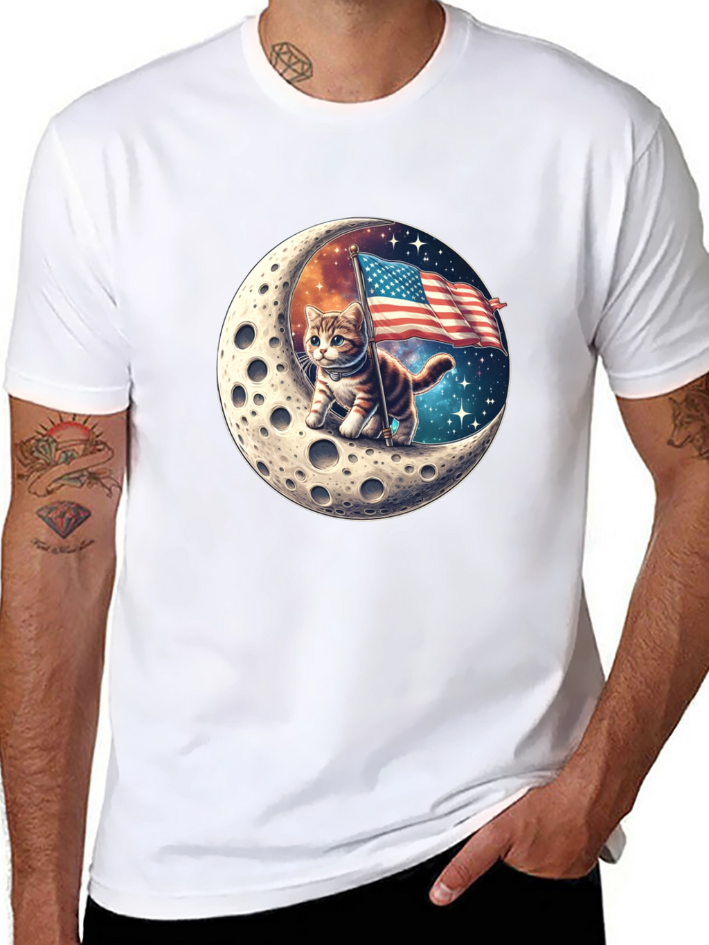 Patriotic Moon Cat T-Shirt