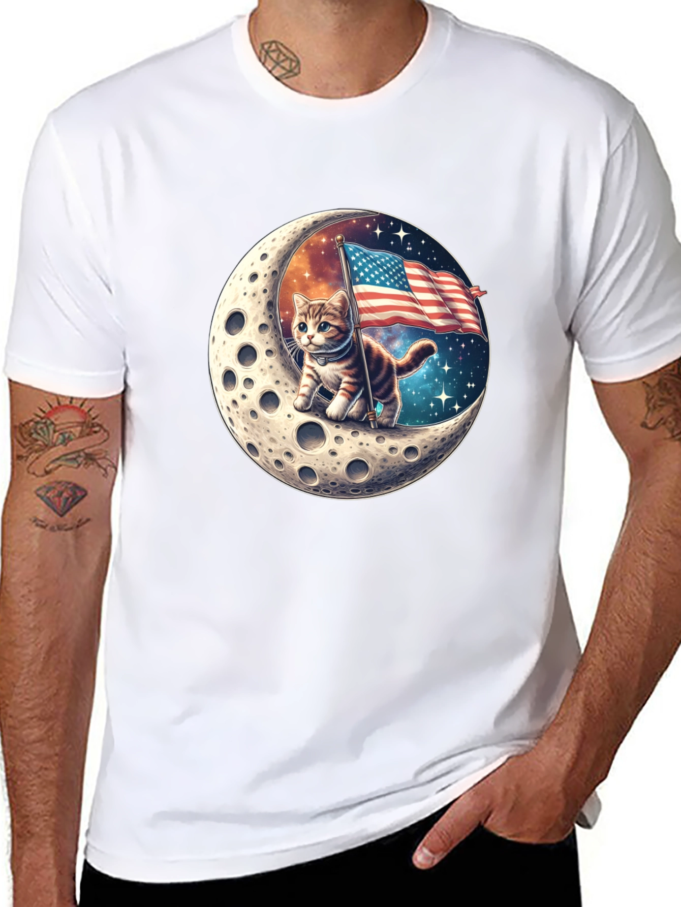 Patriotic Moon Cat T-Shirt