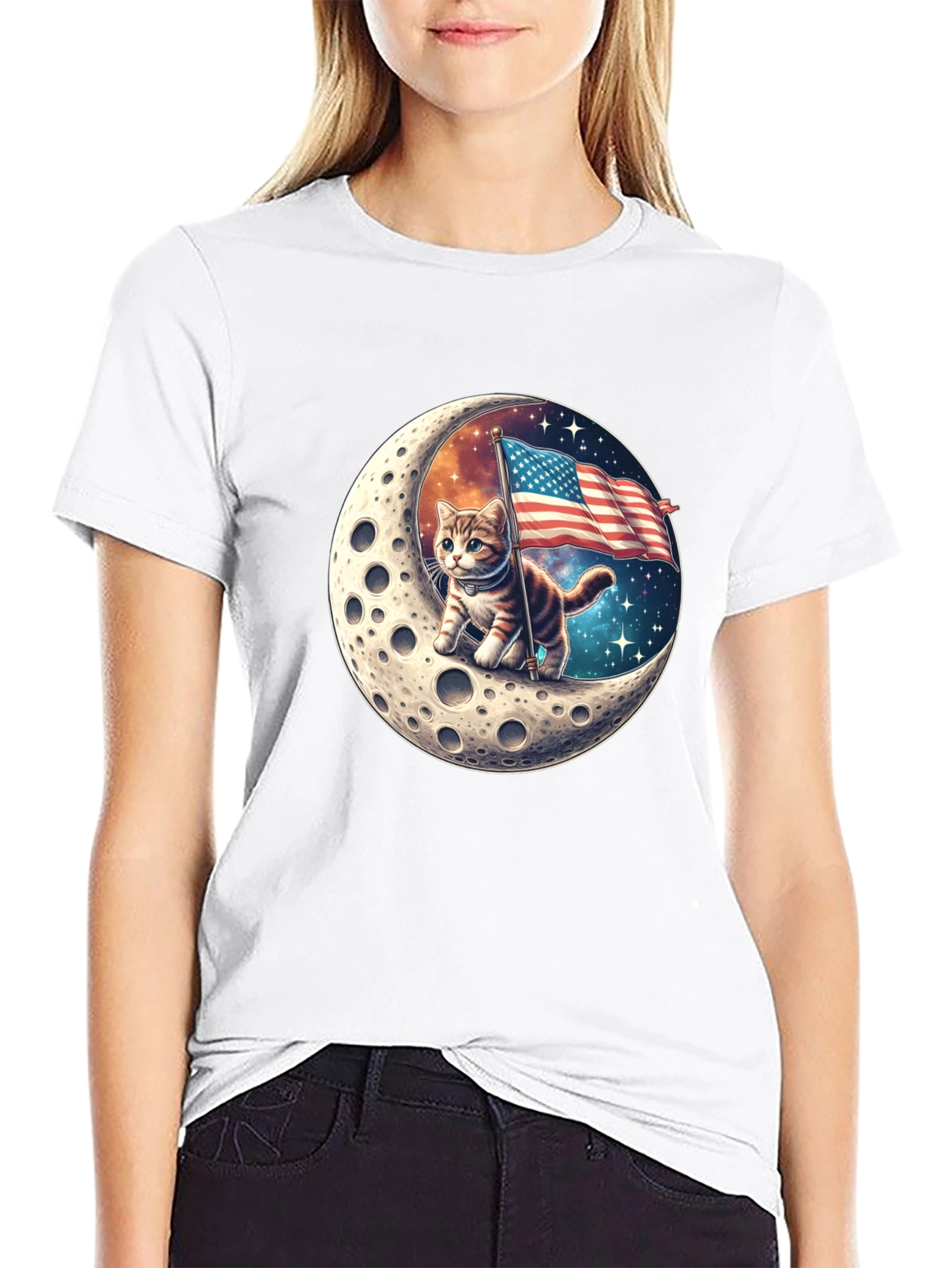 Patriotic Moon Cat T-Shirt
