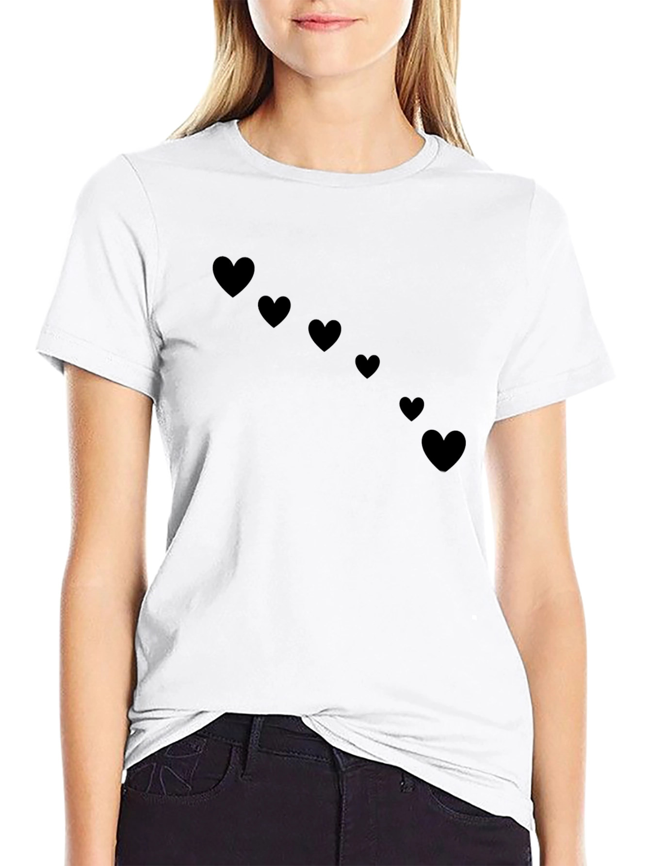 Mens Black Heart Print T-Shirt - Casual Style