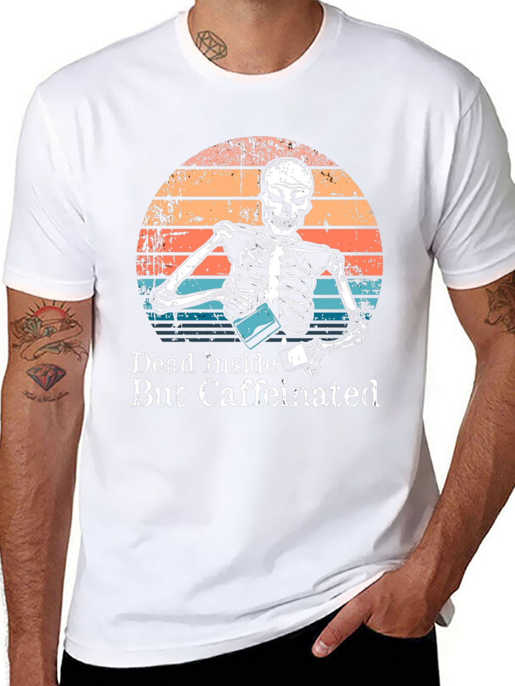 Dead Inside But Caffeinated Skeleton Graphic Tee