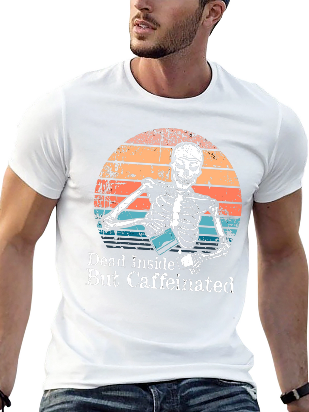 Dead Inside But Caffeinated Skeleton Graphic Tee