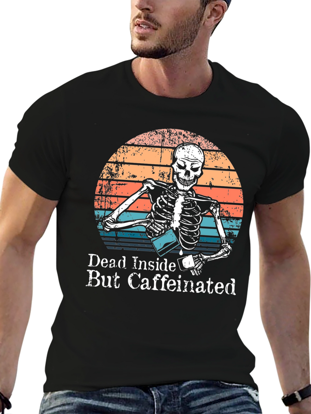 Dead Inside But Caffeinated Skeleton Graphic Tee