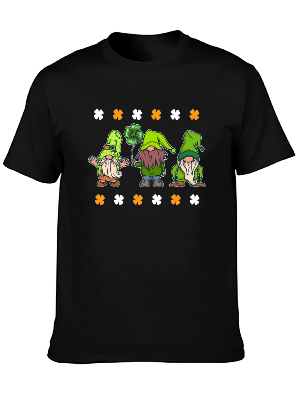 St. Patricks Day Gnomes Black T-Shirt