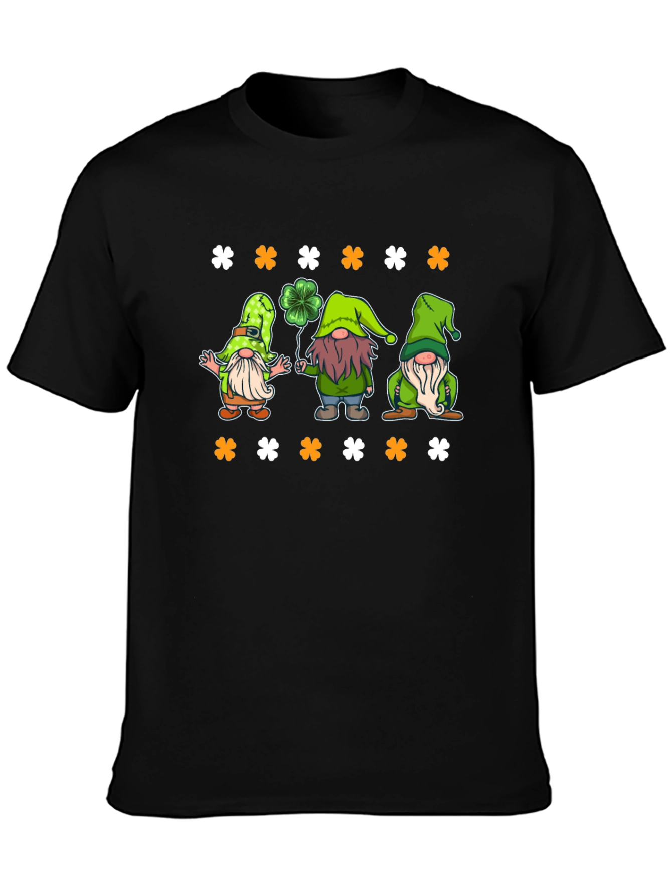 St. Patricks Day Gnomes Black T-Shirt