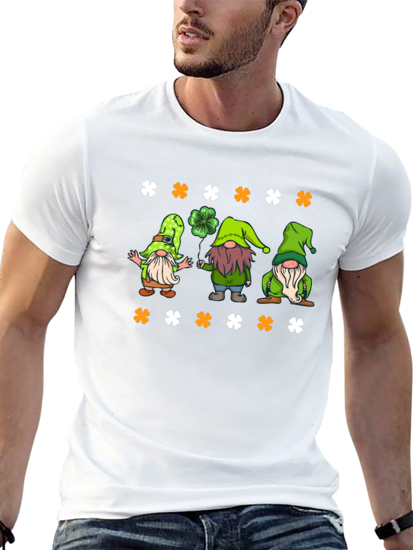 St. Patricks Day Gnomes Black T-Shirt