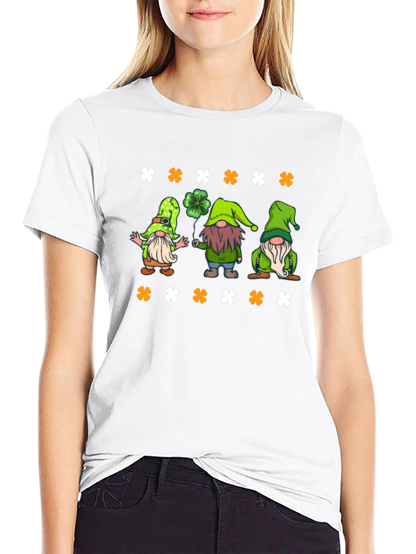 St. Patricks Day Gnomes Black T-Shirt
