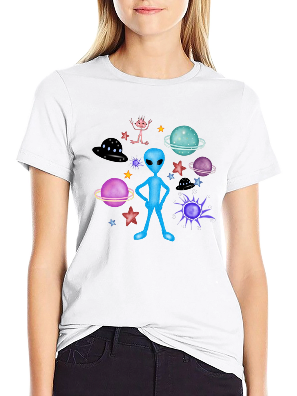 Alien Graphic Tee - Space Galaxy Print