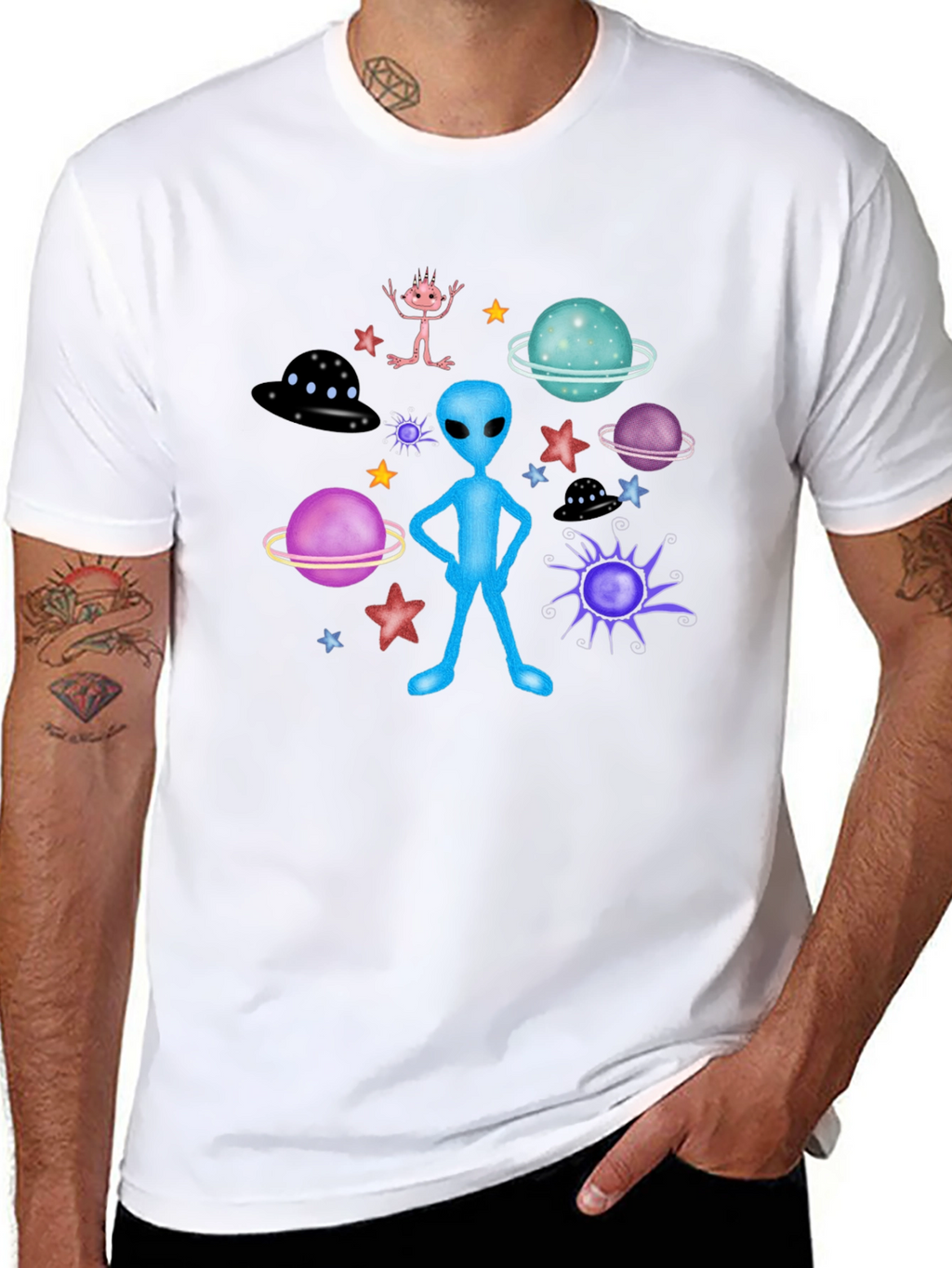 Alien Graphic Tee - Space Galaxy Print