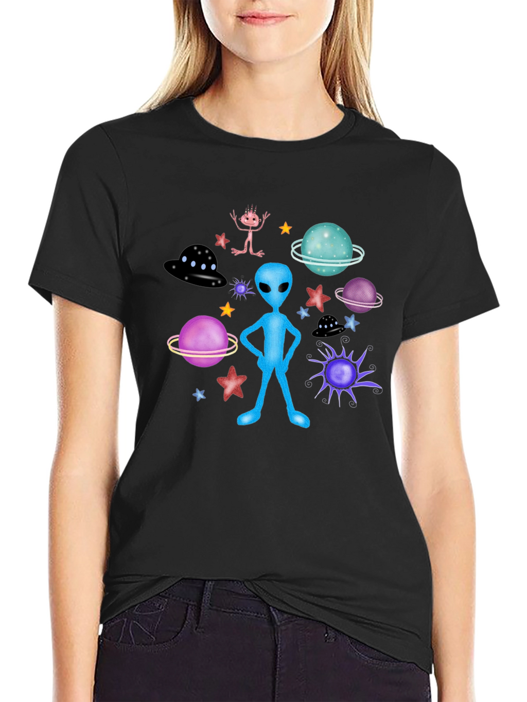 Alien Graphic Tee - Space Galaxy Print