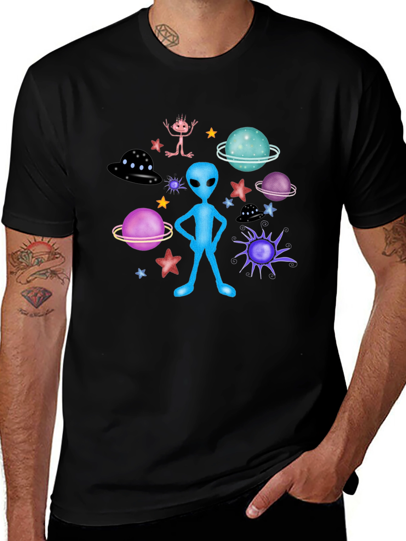 Alien Graphic Tee - Space Galaxy Print