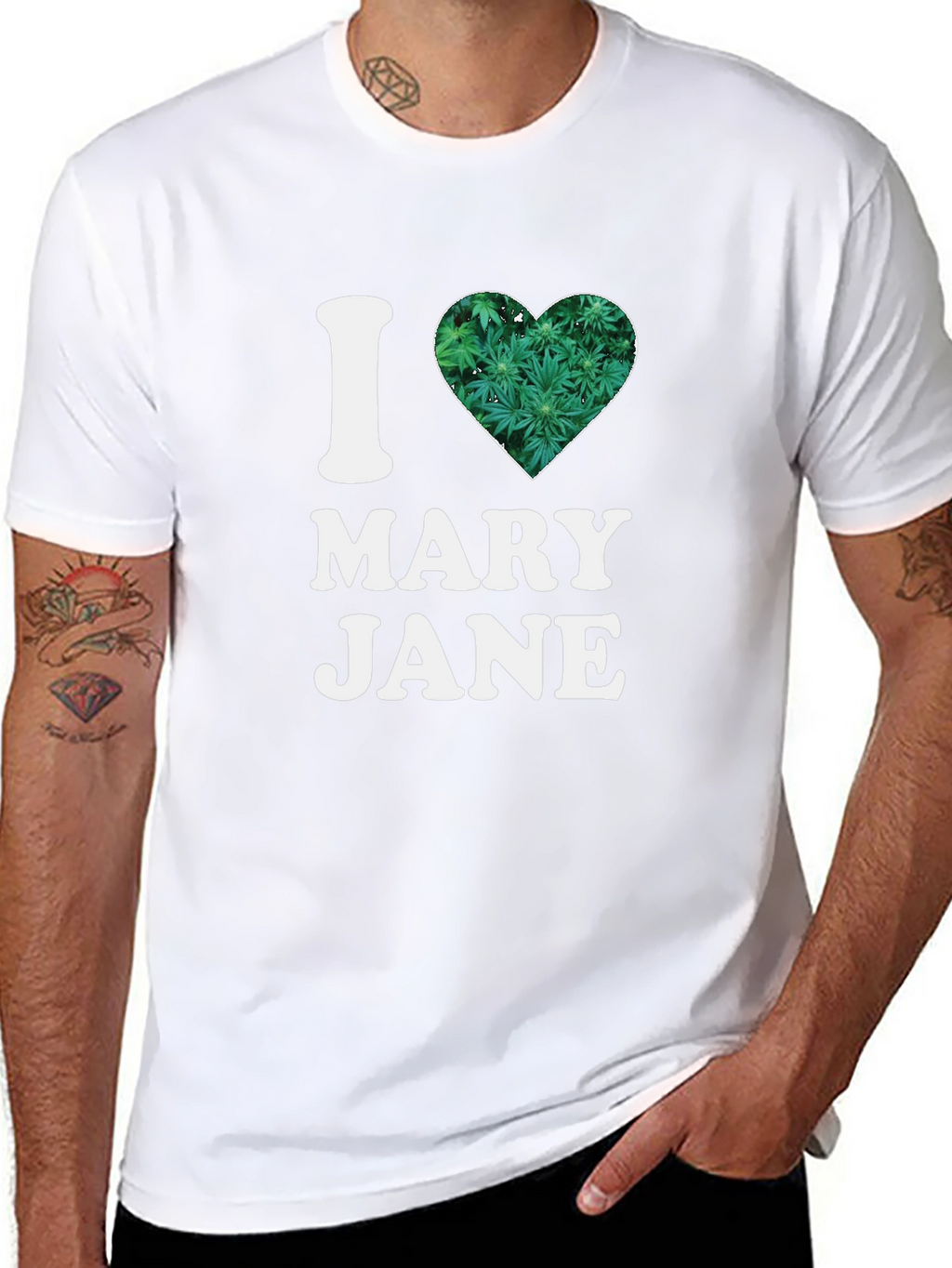 I Heart Mary Jane T-Shirt - Cannabis Leaf Design