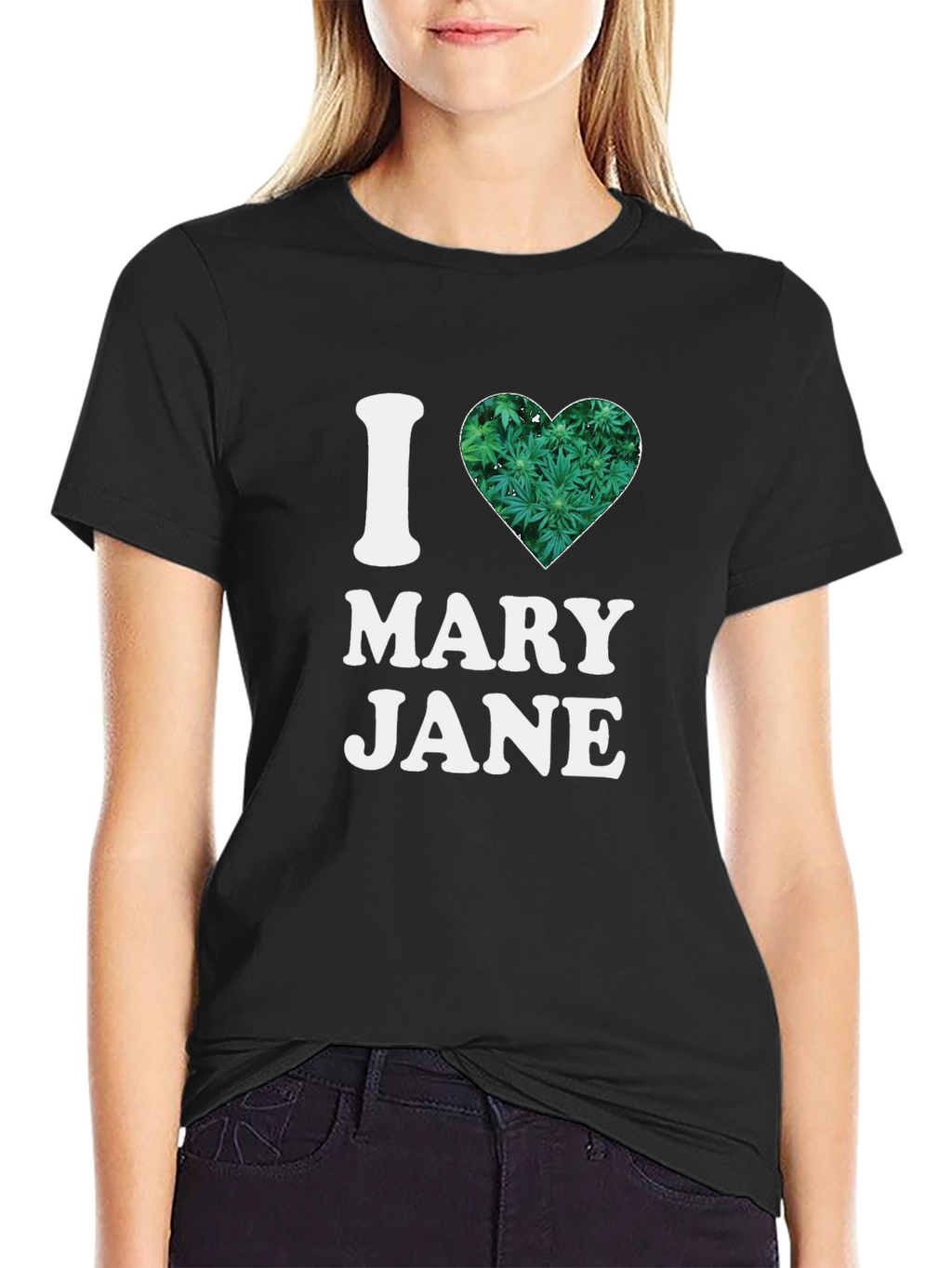 I Heart Mary Jane T-Shirt - Cannabis Leaf Design
