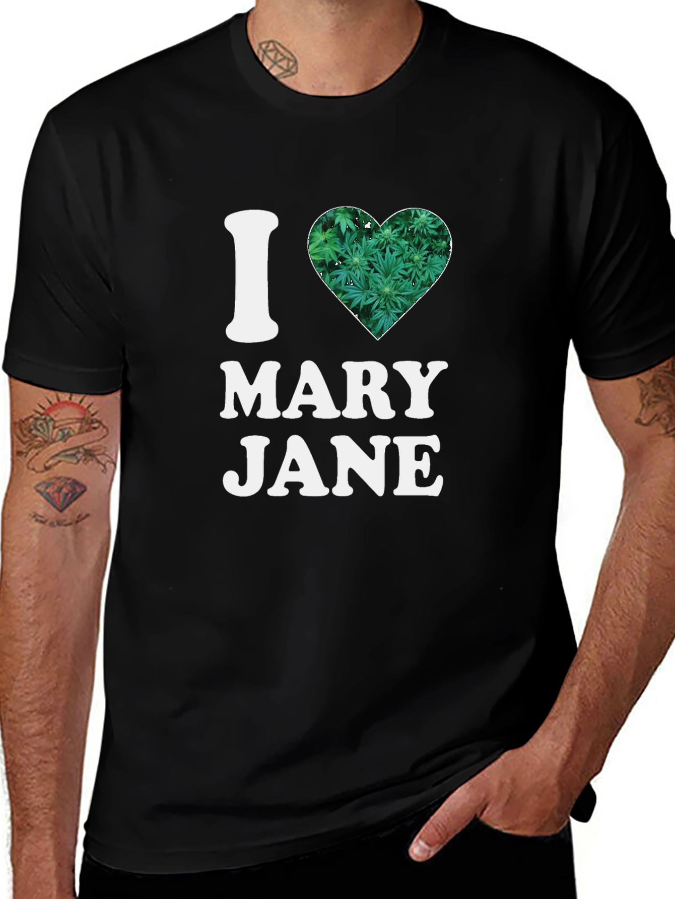 I Heart Mary Jane T-Shirt - Cannabis Leaf Design