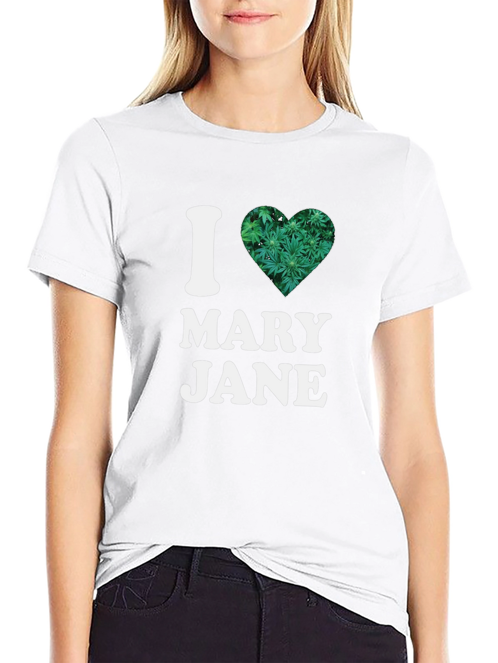 I Heart Mary Jane T-Shirt - Cannabis Leaf Design