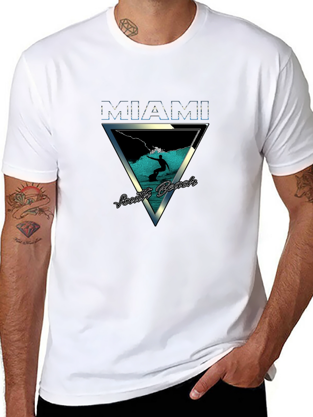 Miami South Beach Graphic Tee - Surfer Design