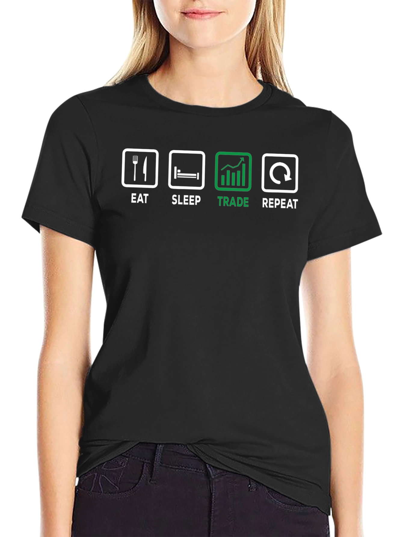 Eat Sleep Trade Repeat Black T-Shirt