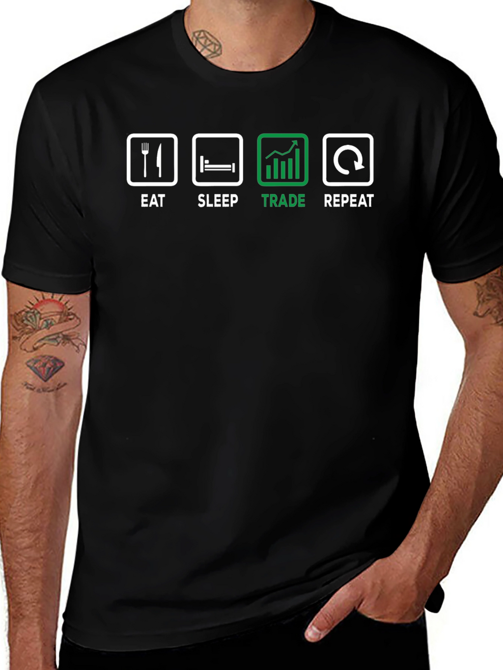 Eat Sleep Trade Repeat Black T-Shirt