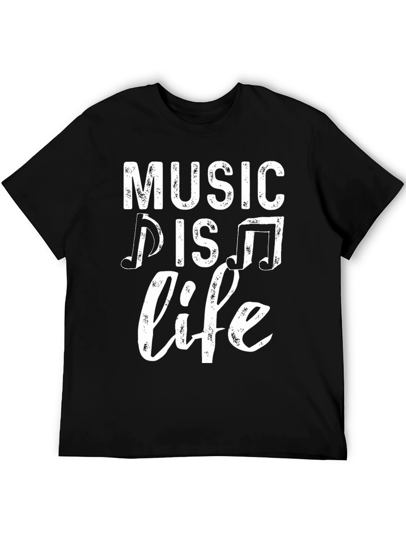 Music is Life Graphic T-Shirt - Black