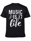 Music is Life Graphic T-Shirt - Black