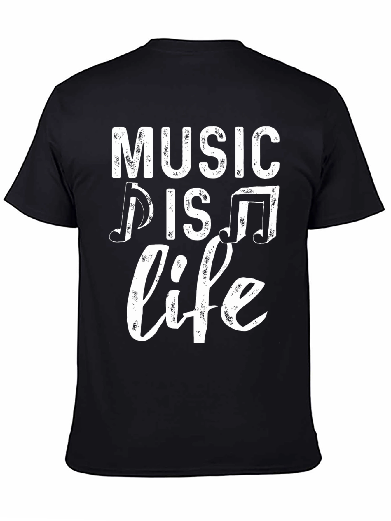 Music is Life Graphic T-Shirt - Black