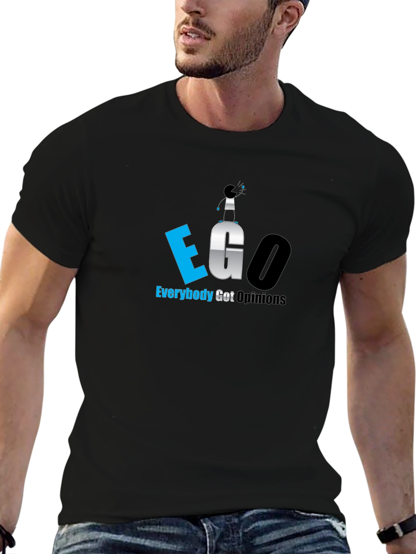 EGO Everybody Got Opinions Black T-Shirt