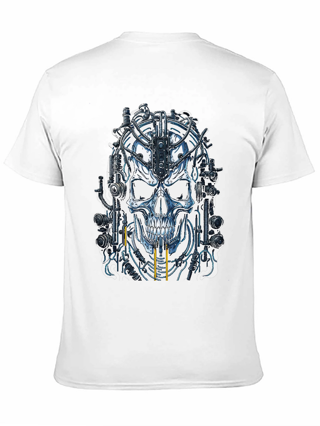 Cyberpunk Skull Graphic Tee - Black Cotton T-Shirt