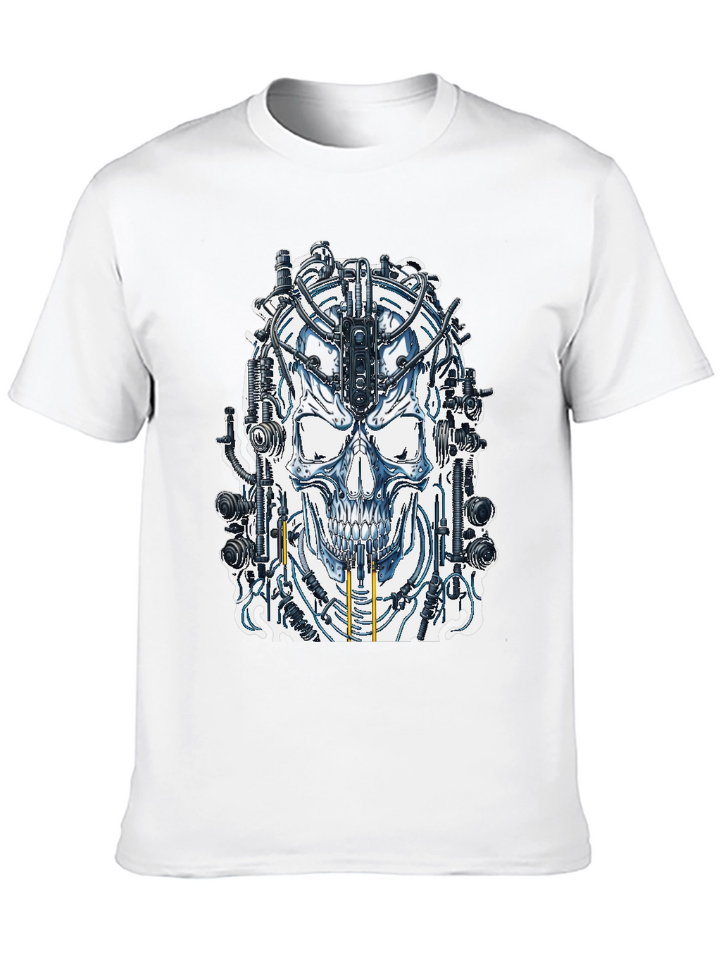 Cyberpunk Skull Graphic Tee - Black Cotton T-Shirt
