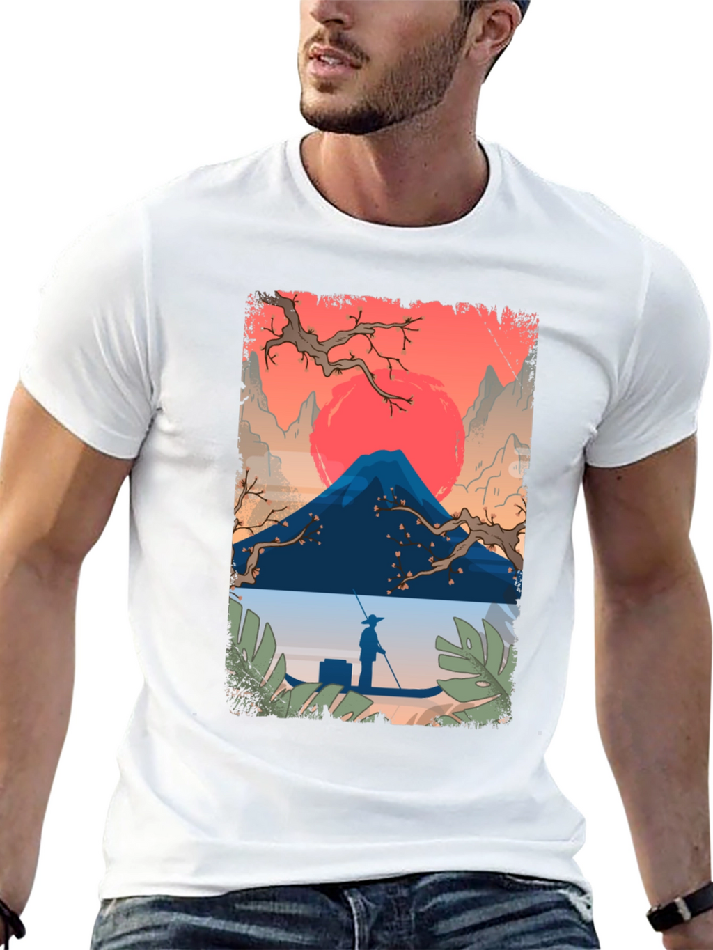 Japanese Landscape Graphic Tee - Black