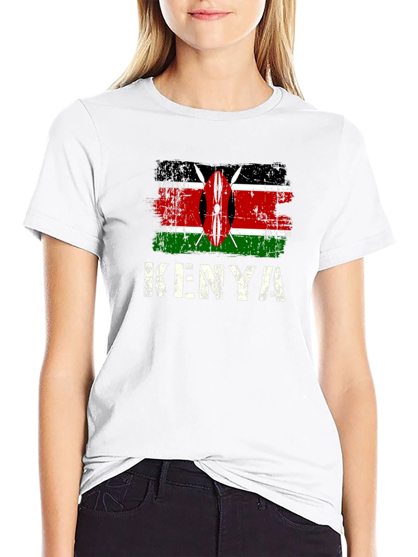 Kenya Flag T-Shirt - Distressed Design