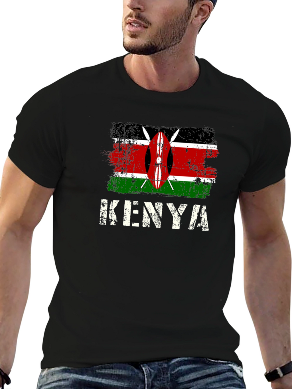 Kenya Flag T-Shirt - Distressed Design