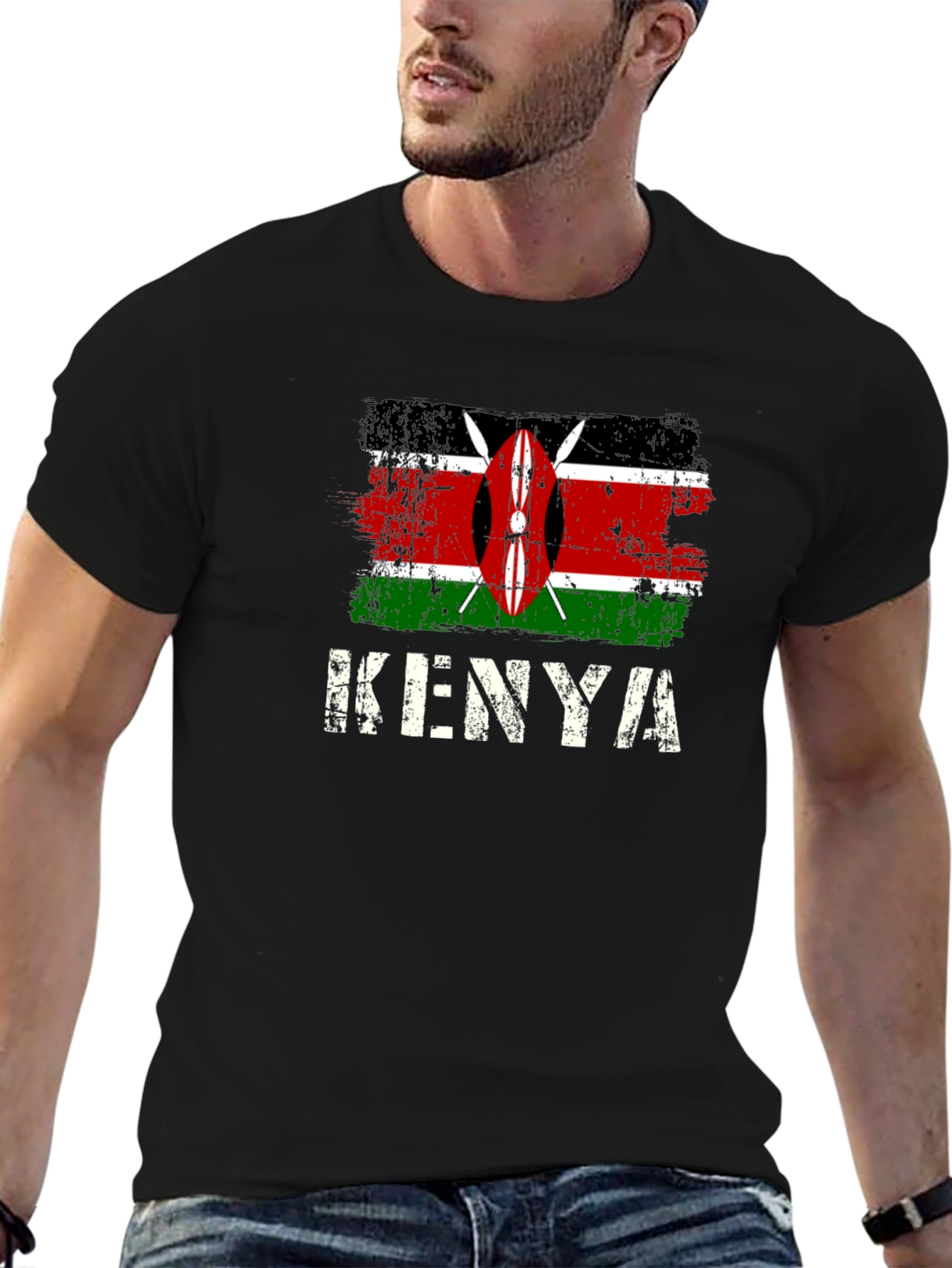 Kenya Flag T-Shirt - Distressed Design