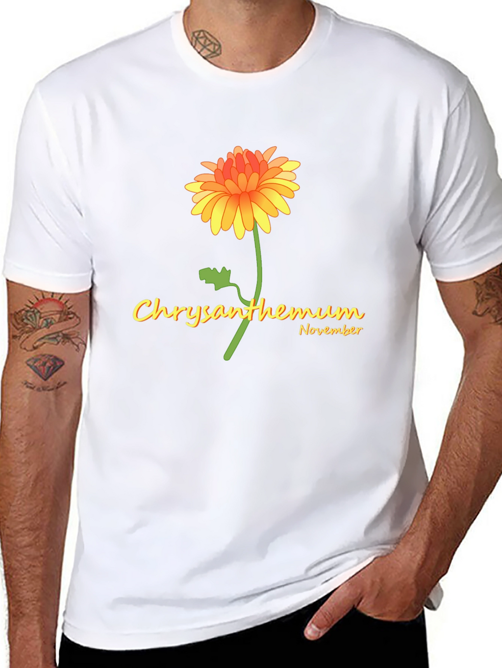 Chrysanthemum November Black T-Shirt