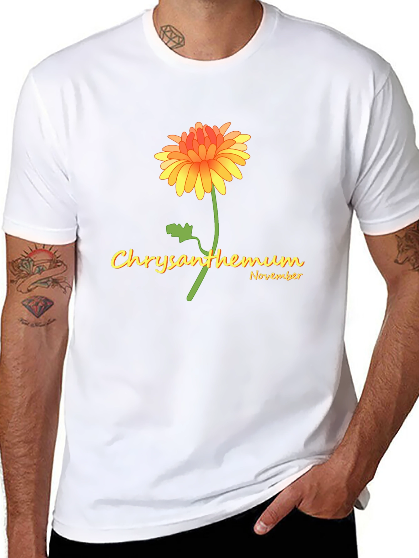 Chrysanthemum November Black T-Shirt