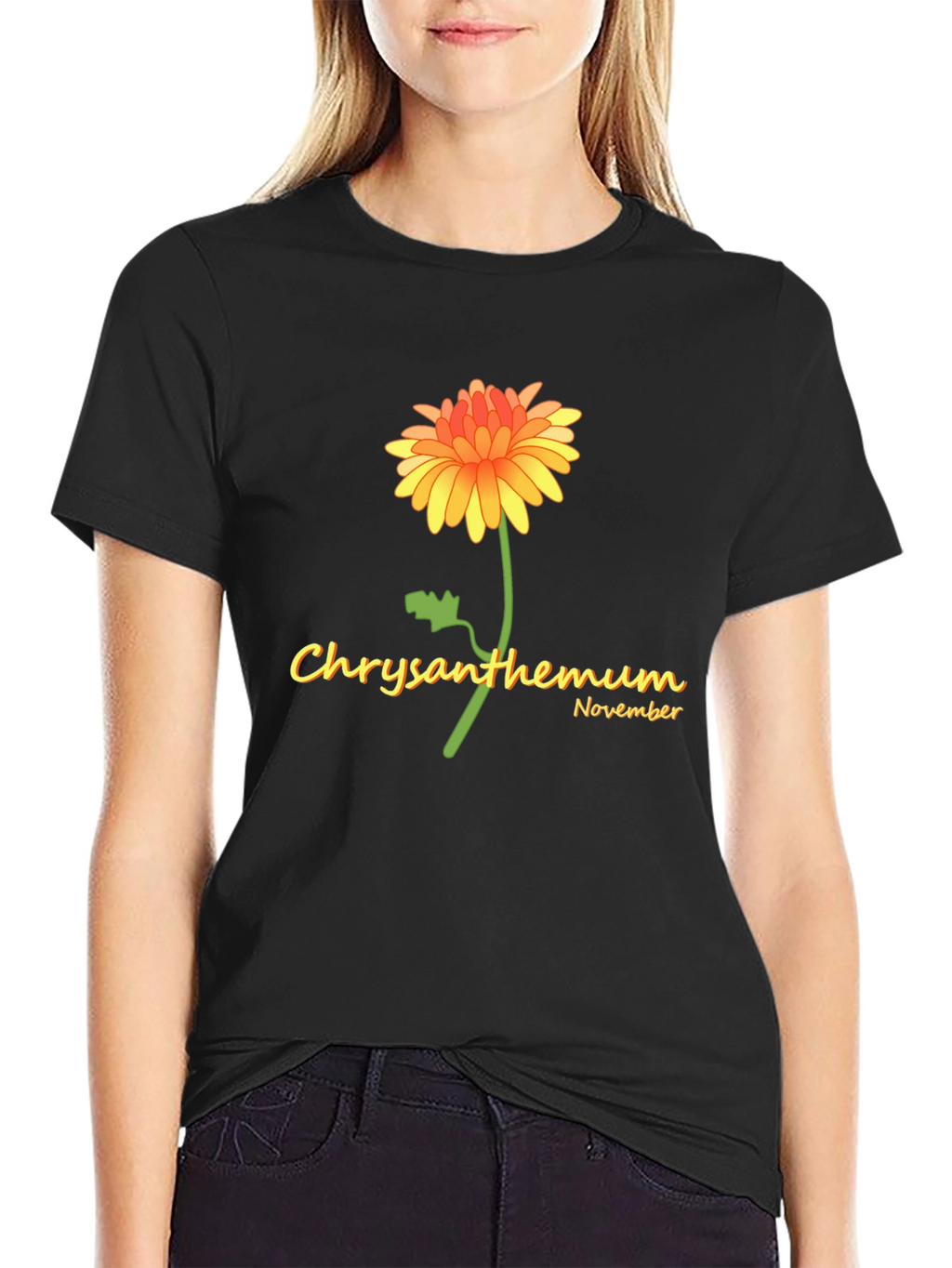 Chrysanthemum November Black T-Shirt