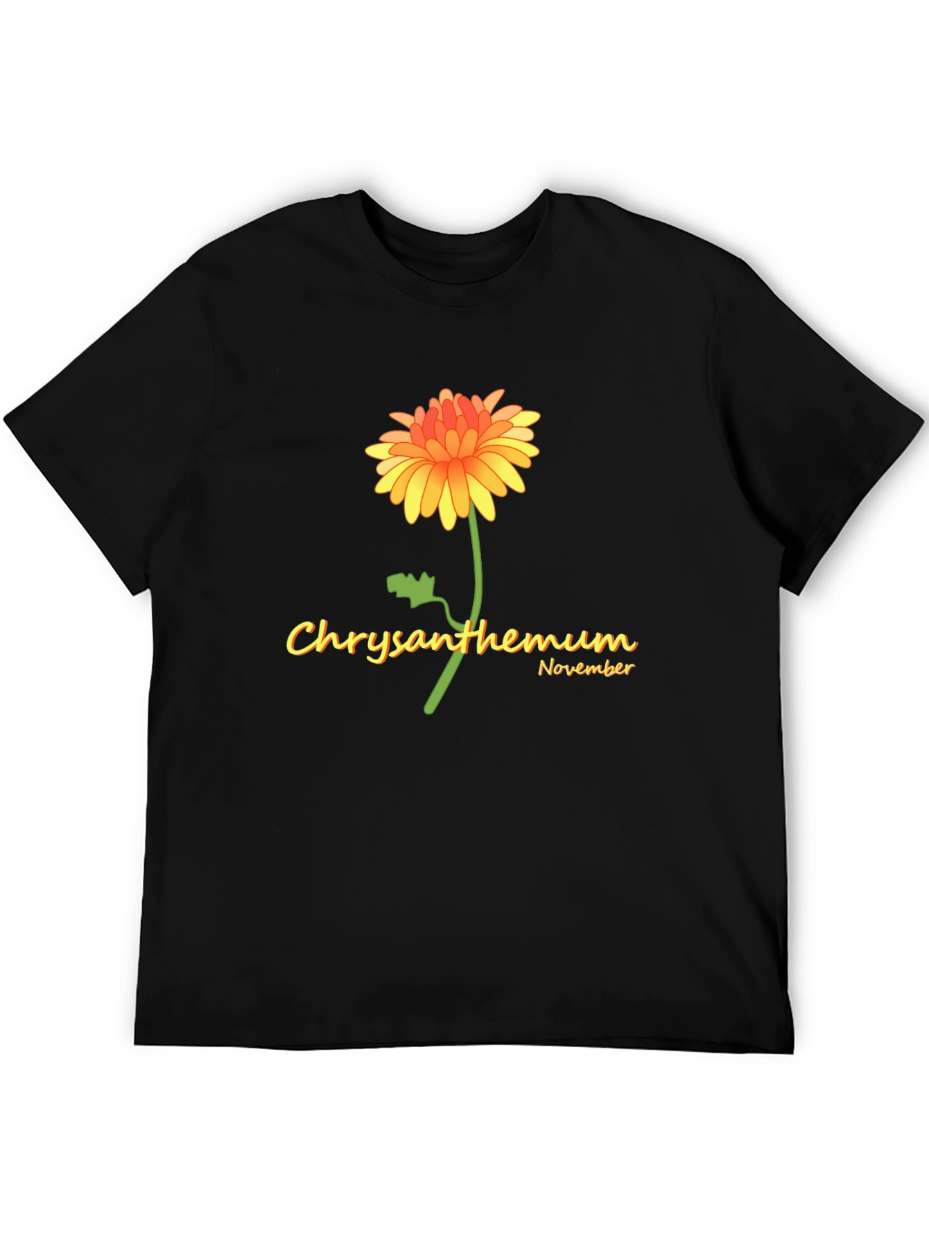 Chrysanthemum November Black T-Shirt