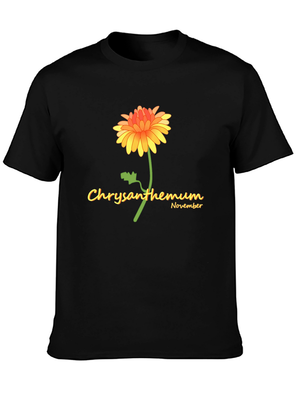 Chrysanthemum November Black T-Shirt