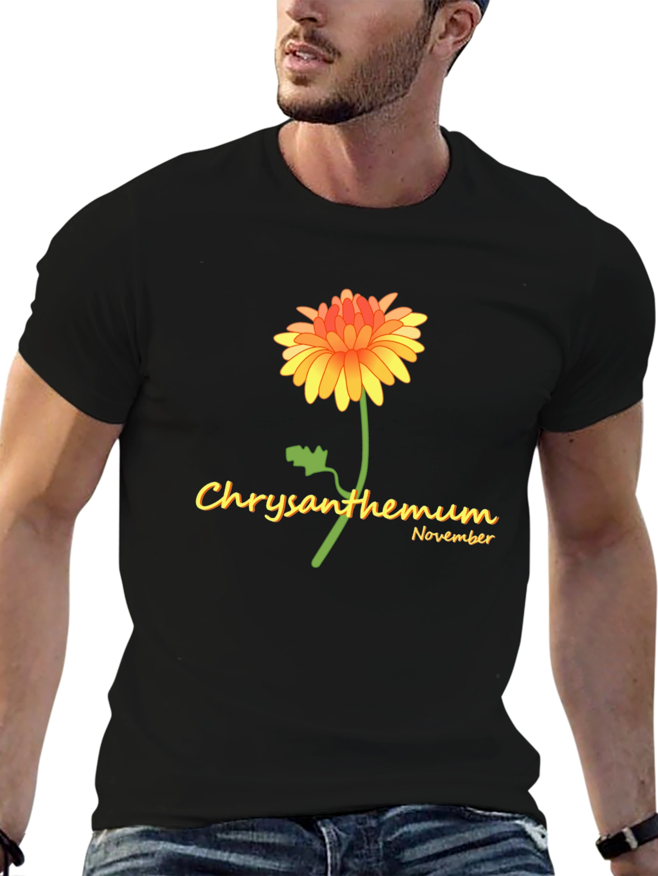 Chrysanthemum November Black T-Shirt