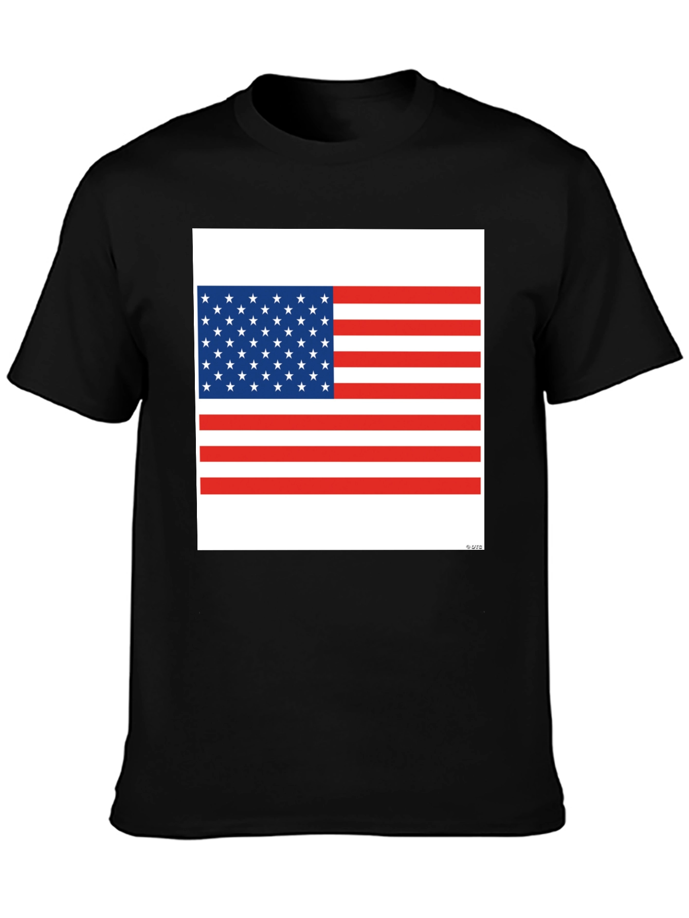 American Flag Graphic Print Black T-Shirt