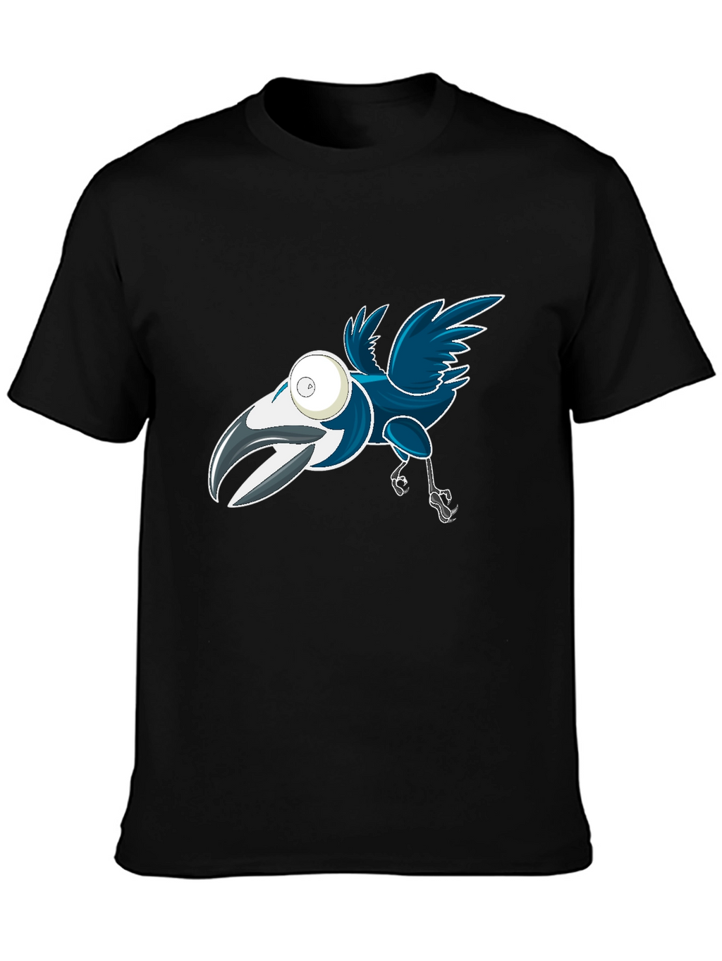Cartoon Crow Graphic Tee - Black