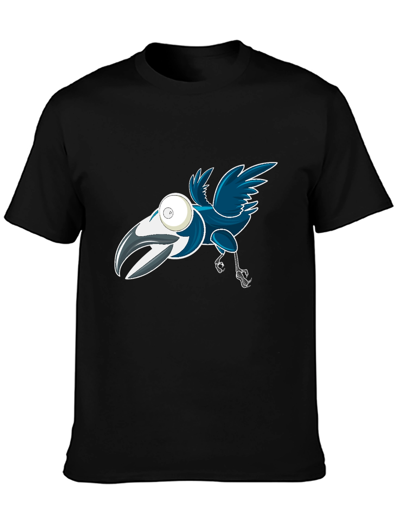 Cartoon Crow Graphic Tee - Black