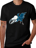 Cartoon Crow Graphic Tee - Black