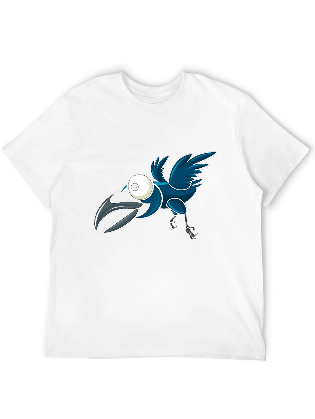 Cartoon Crow Graphic Tee - Black