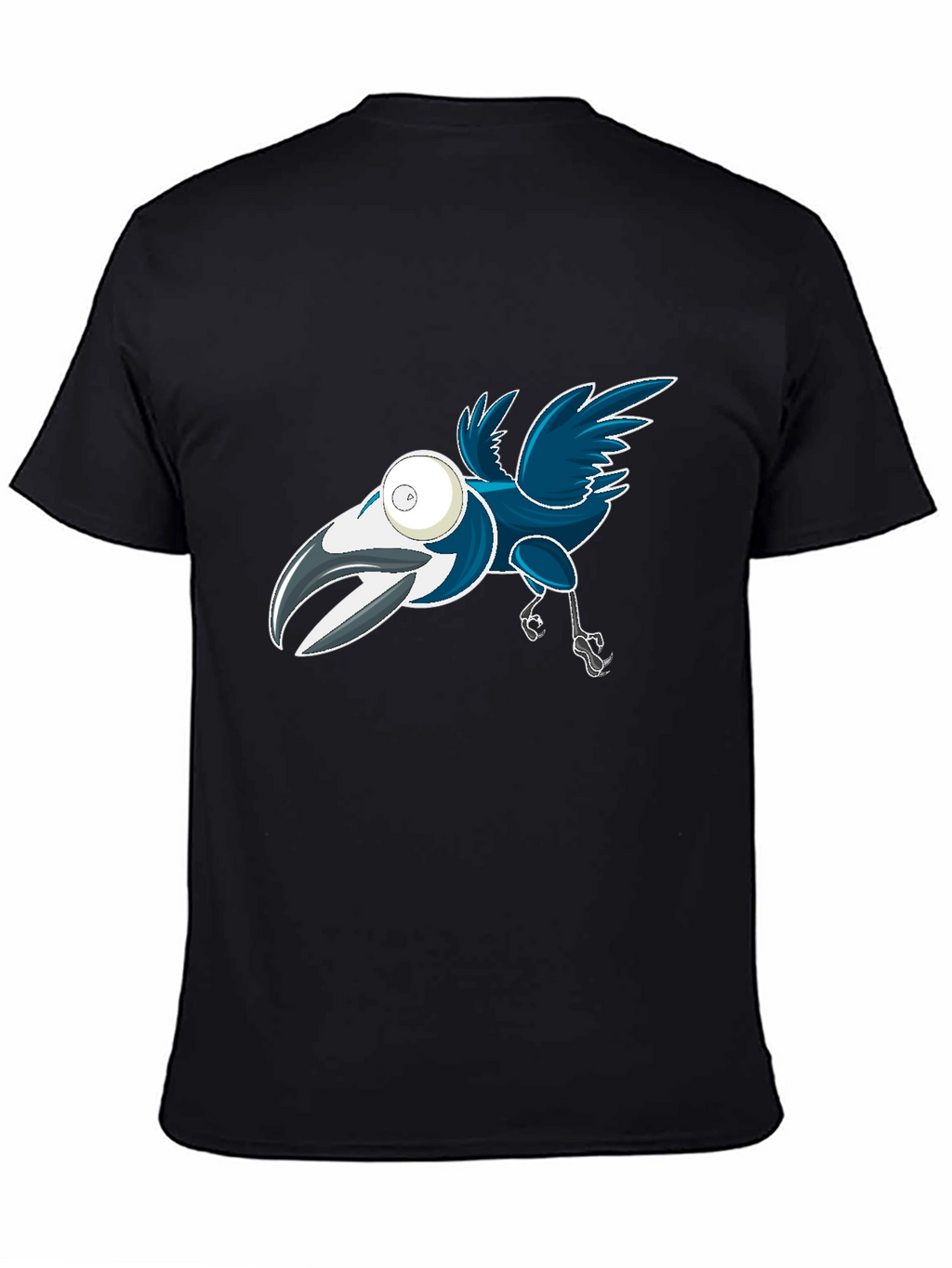 Cartoon Crow Graphic Tee - Black