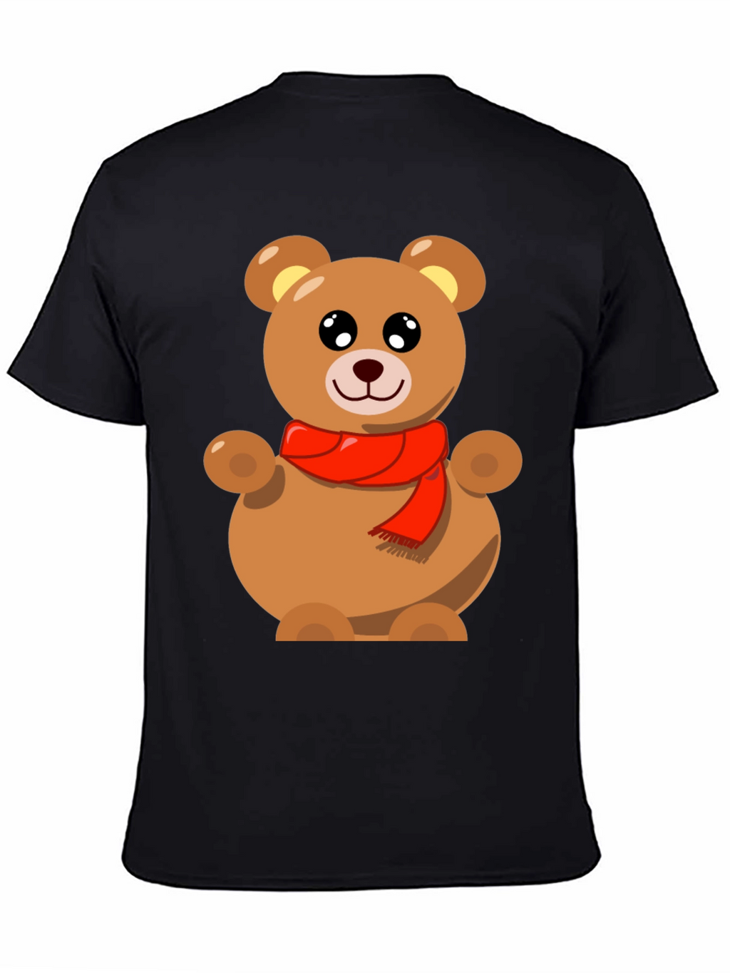 Cute Teddy Bear Graphic Tee - Black